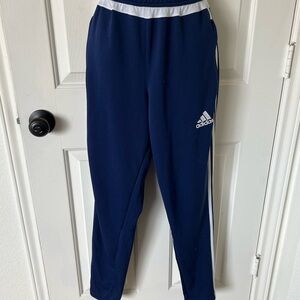 Adidas Men’s  Dark Blue Soccer Pants with White Accents